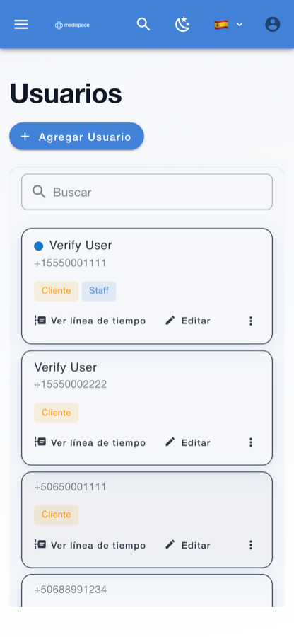 Lista de pacientes en el teléfono